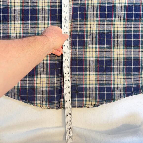 L.L. Bean Flannel Button Down Shirt Men's Large TALL Made in USA Pocket Plaid - Picture 6 of 9